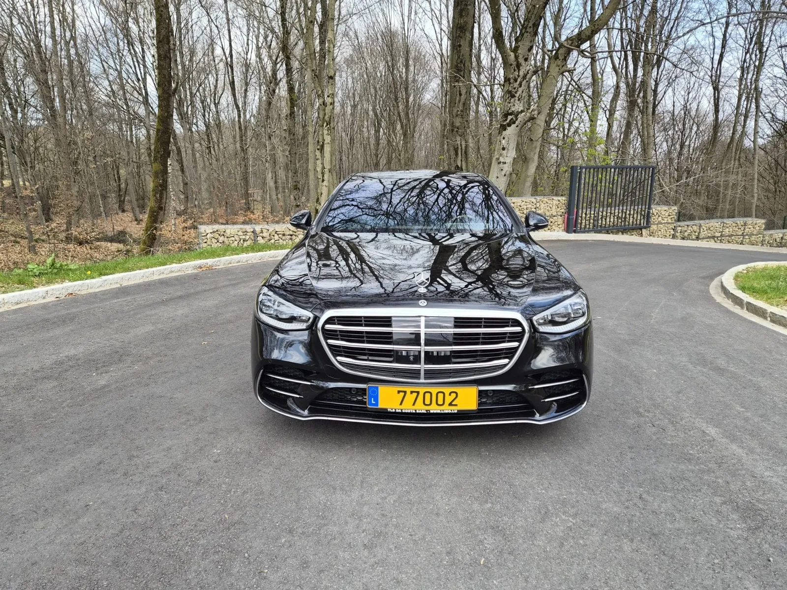 Mercedes Classe S de Transport de Luxe Luxembourg sur une route forestière au Luxembourg